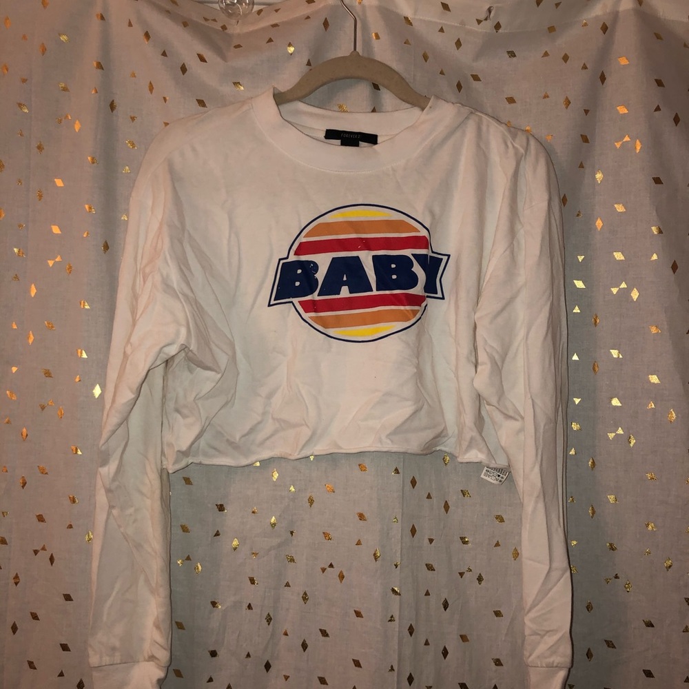 cropped long sleeve white too